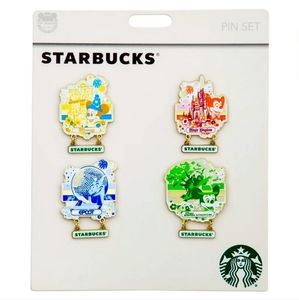 2022 Walt Disney World Collectable Starbucks Dangler Pin Set